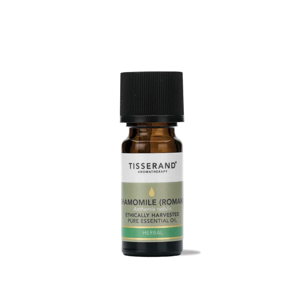 Tisserand chamomile essential oil for calming red windburned winter skin